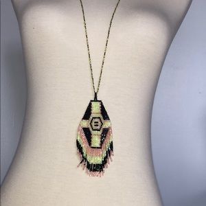Beaded Aztec drop necklace
